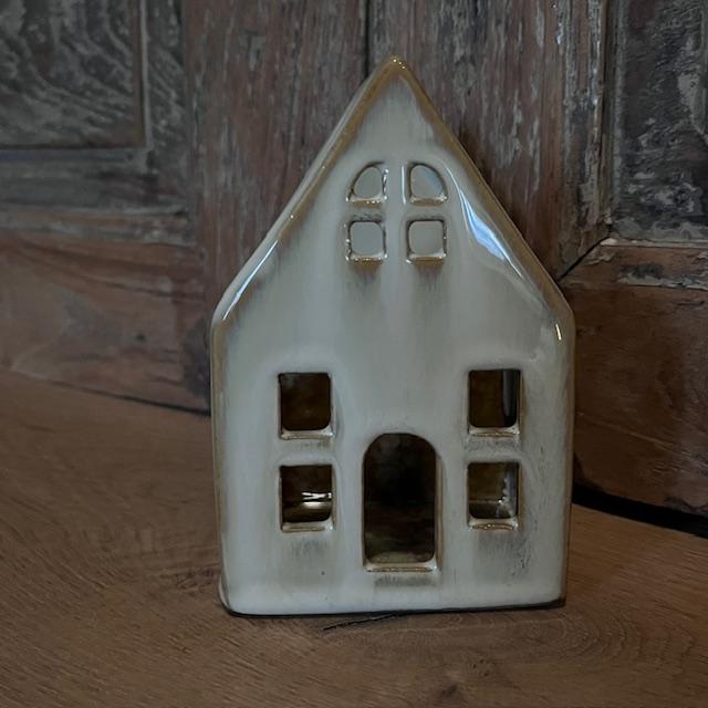 Theelicht huisje creme. afbeelding 2